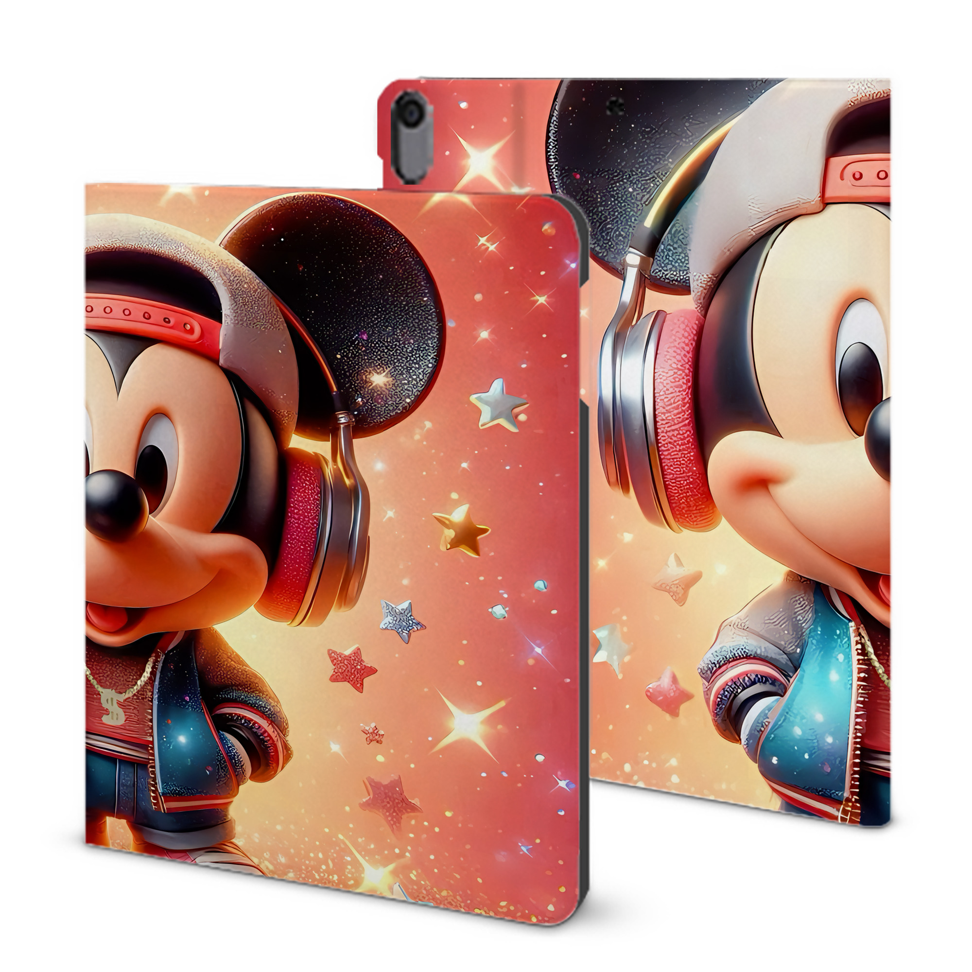 （画像用） ミッキーマウス Mickey Mouse IPad ケース ブック型 PUレザー TPU 耐衝撃 軽量 薄型 ペン収納なし 全面保護 IPad 各モデル対応